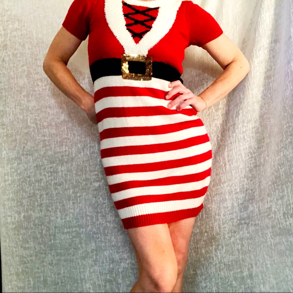 Christmas Form-Fitting Sweater Dress XS